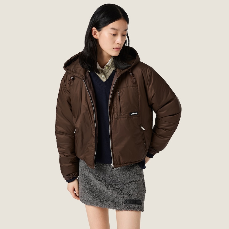 Cropped ripstop down jacket