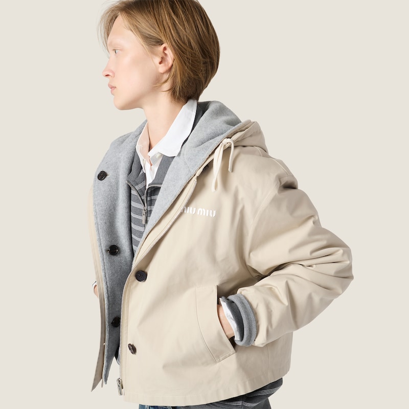 Panama cotton and fleece blouson jacket