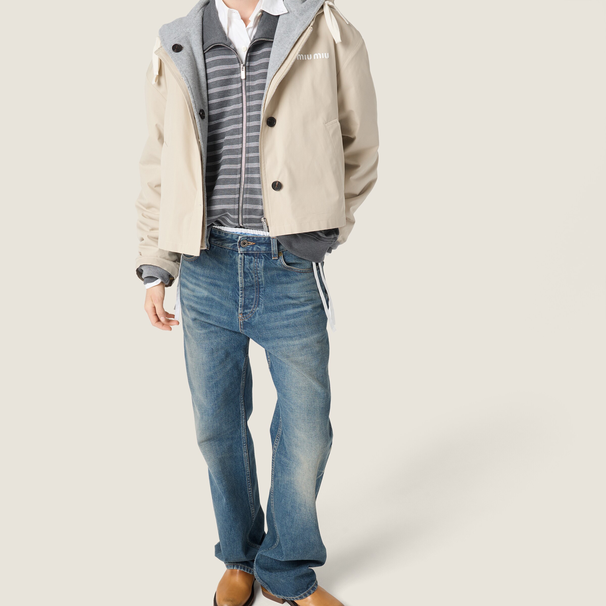 Panama cotton and fleece blouson jacket - thumbnail 5