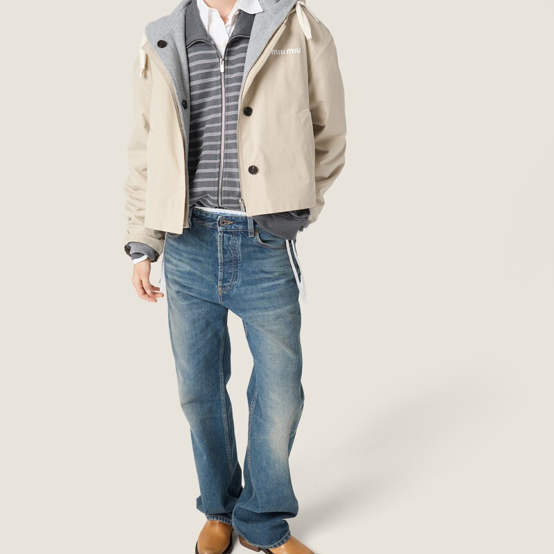 Panama cotton and fleece blouson jacket