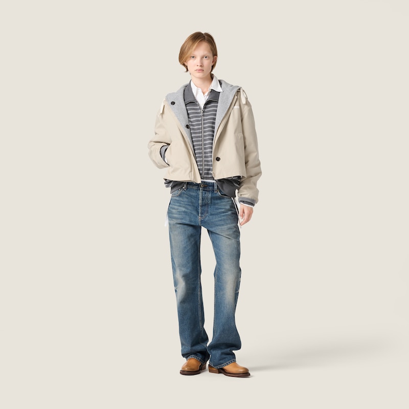 Panama cotton and fleece blouson jacket