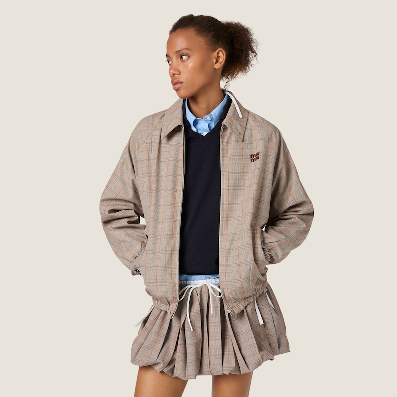 Prince of Wales checked blouson jacket