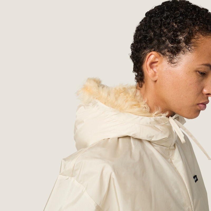 Technical fabric and shearling windbreaker