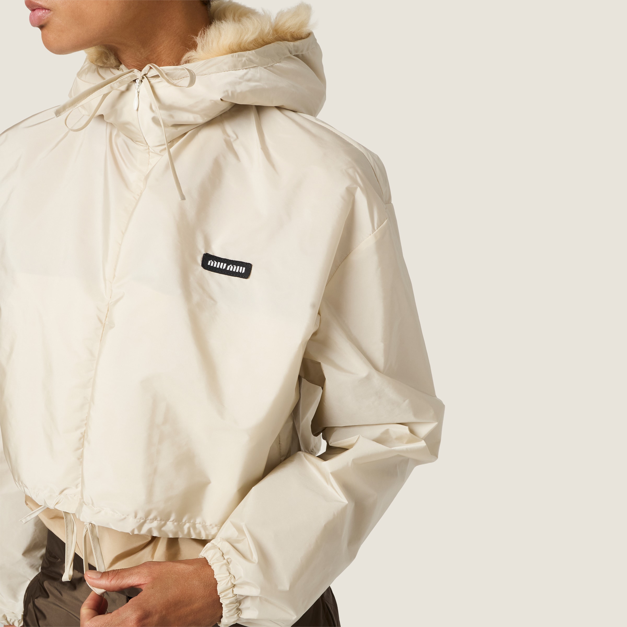 Technical fabric and shearling windbreaker - thumbnail 5