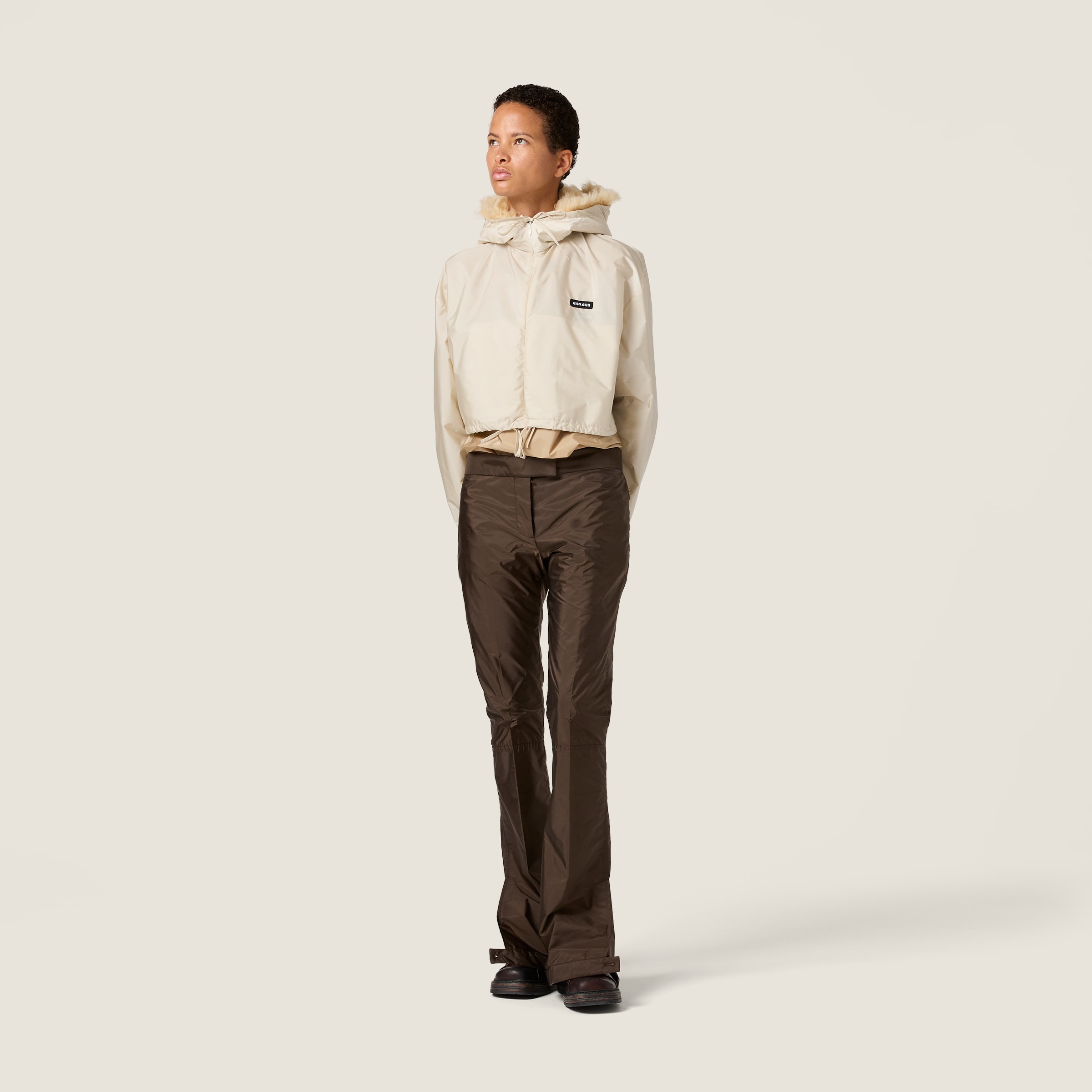 Technical fabric and shearling windbreaker - thumbnail 2