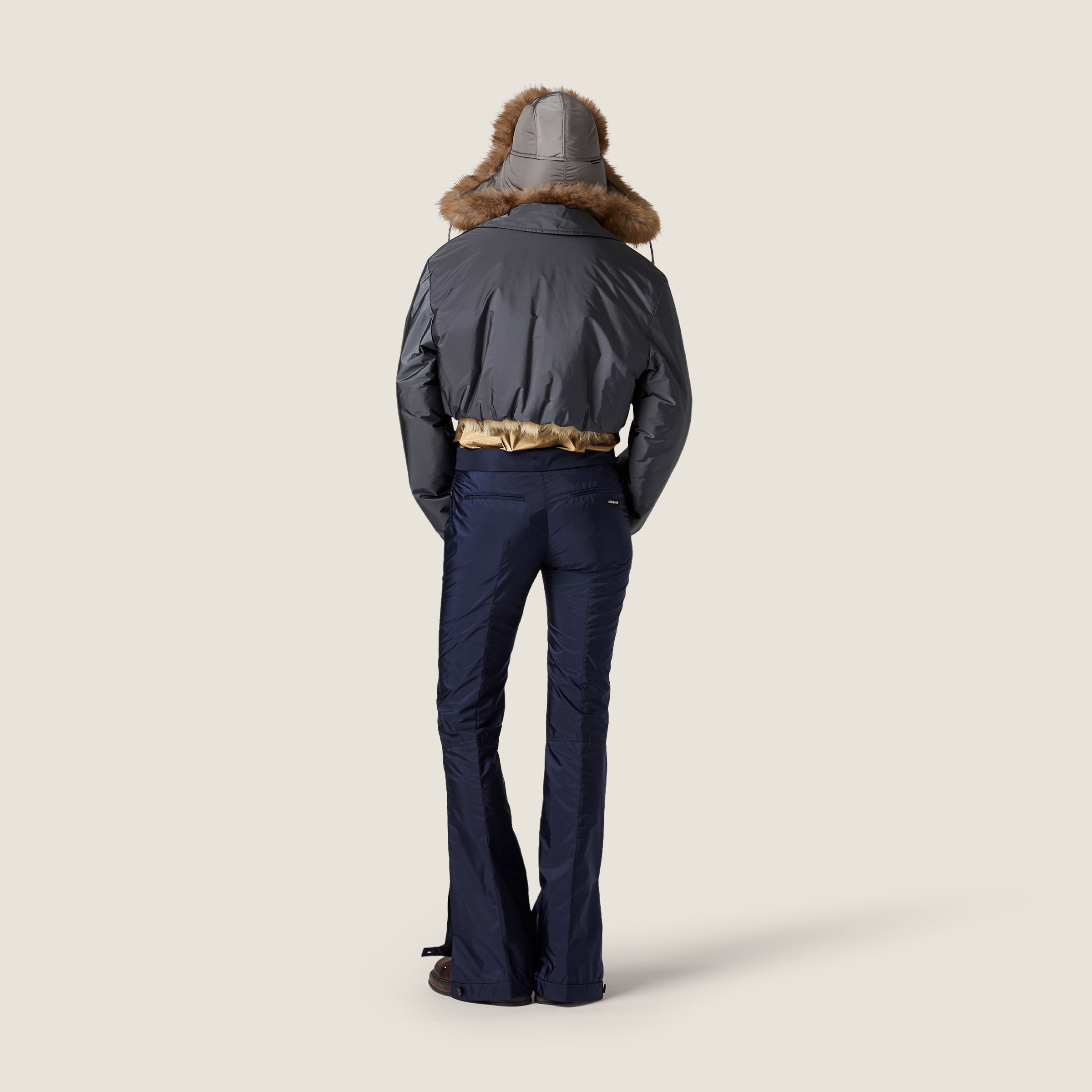 Technical fabric and shearling blouson jacket - thumbnail 3