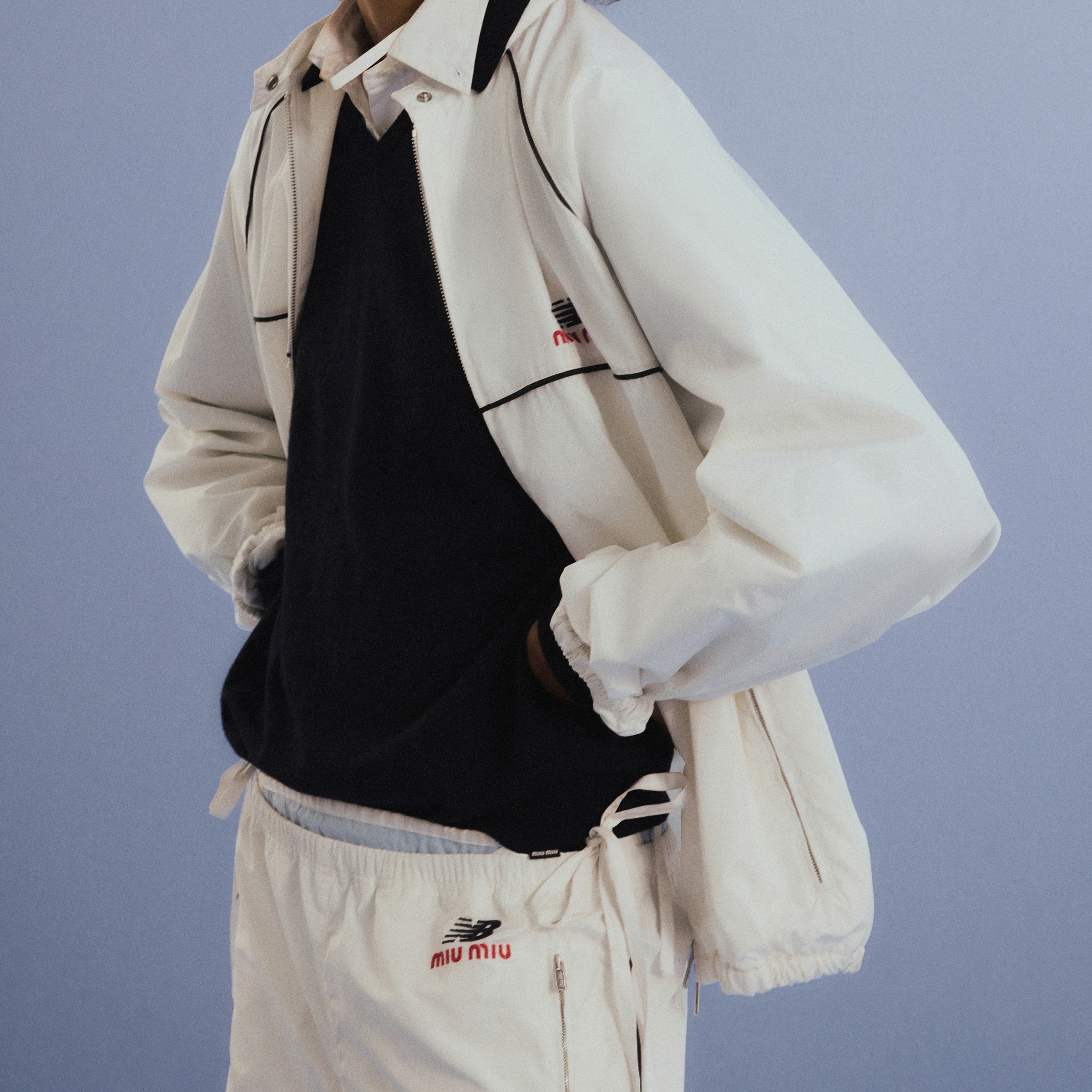 White Technical Poplin Blouson Jacket | Miu Miu - United States