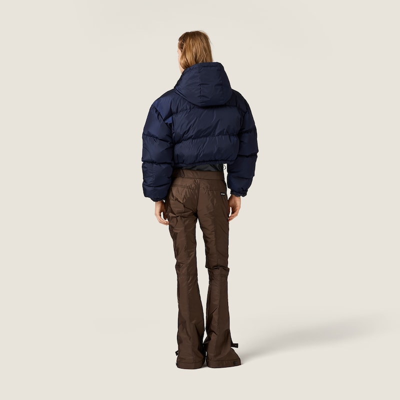 Cropped technical fabric down jacket
