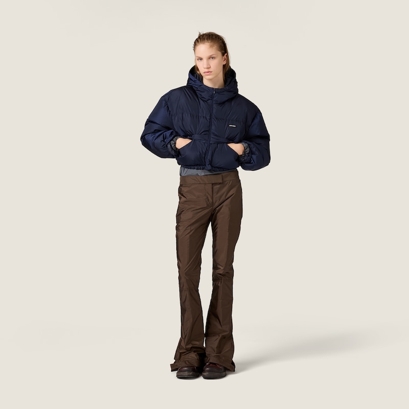 Cropped technical fabric down jacket