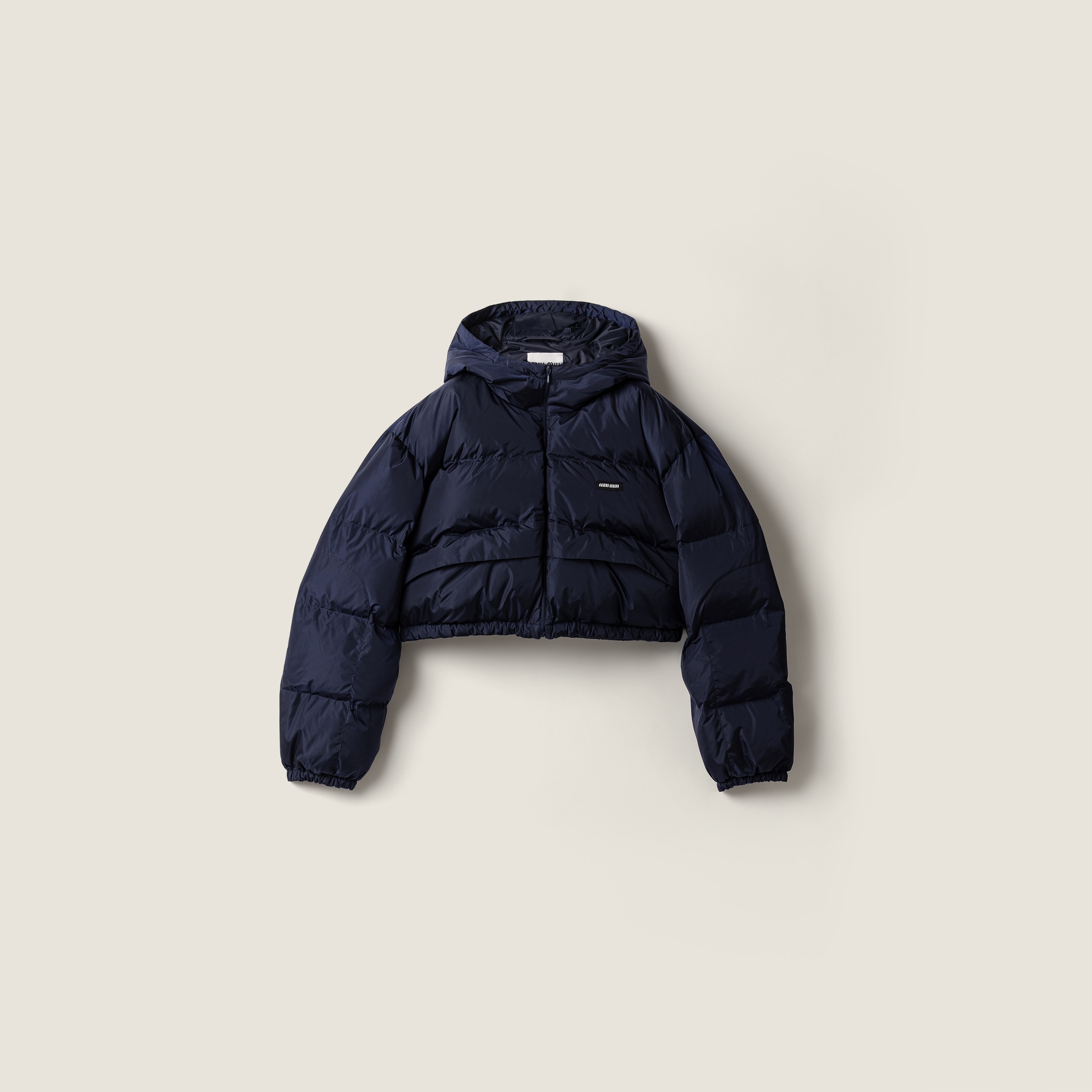 Cropped technical fabric down jacket