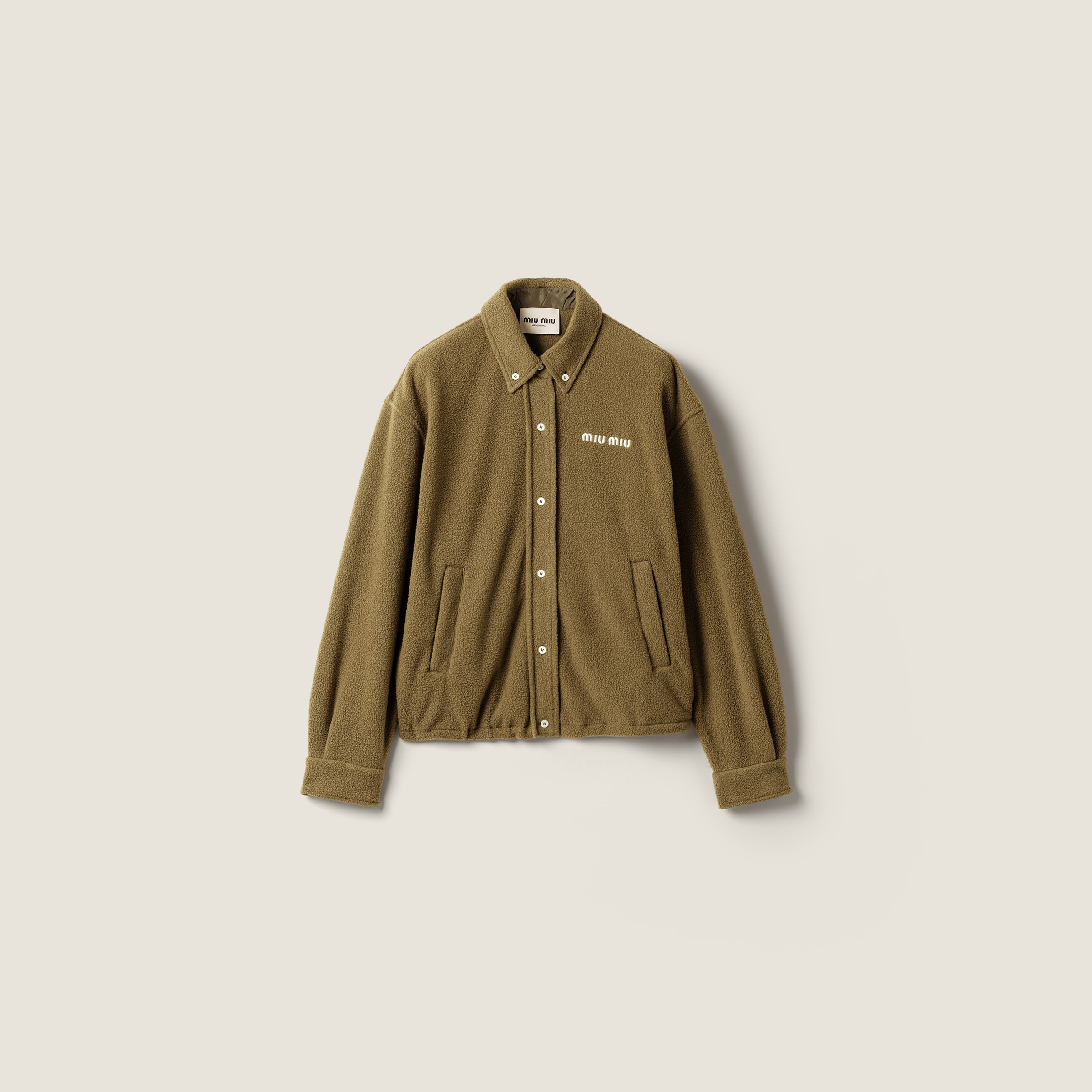 Olive Green Fleece Blouson Jacket | Miu Miu - United States