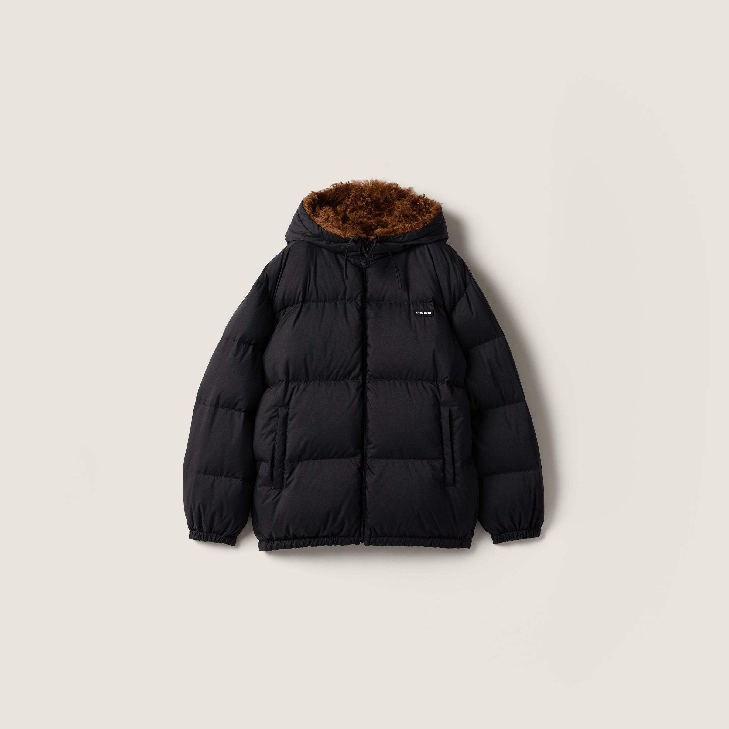 Technical pongé and mohair down jacket by Miu Miu