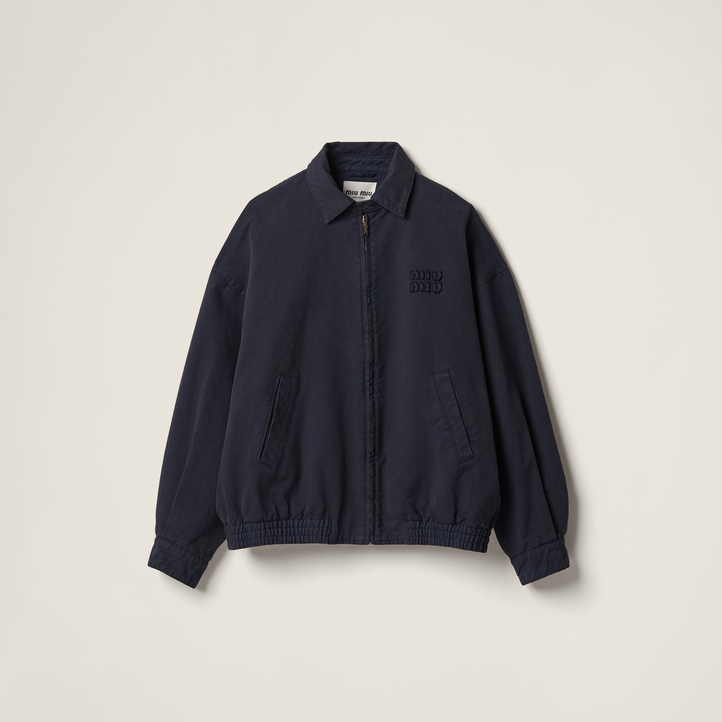 Miumiu Gabardine Blouson Jacket In Navy