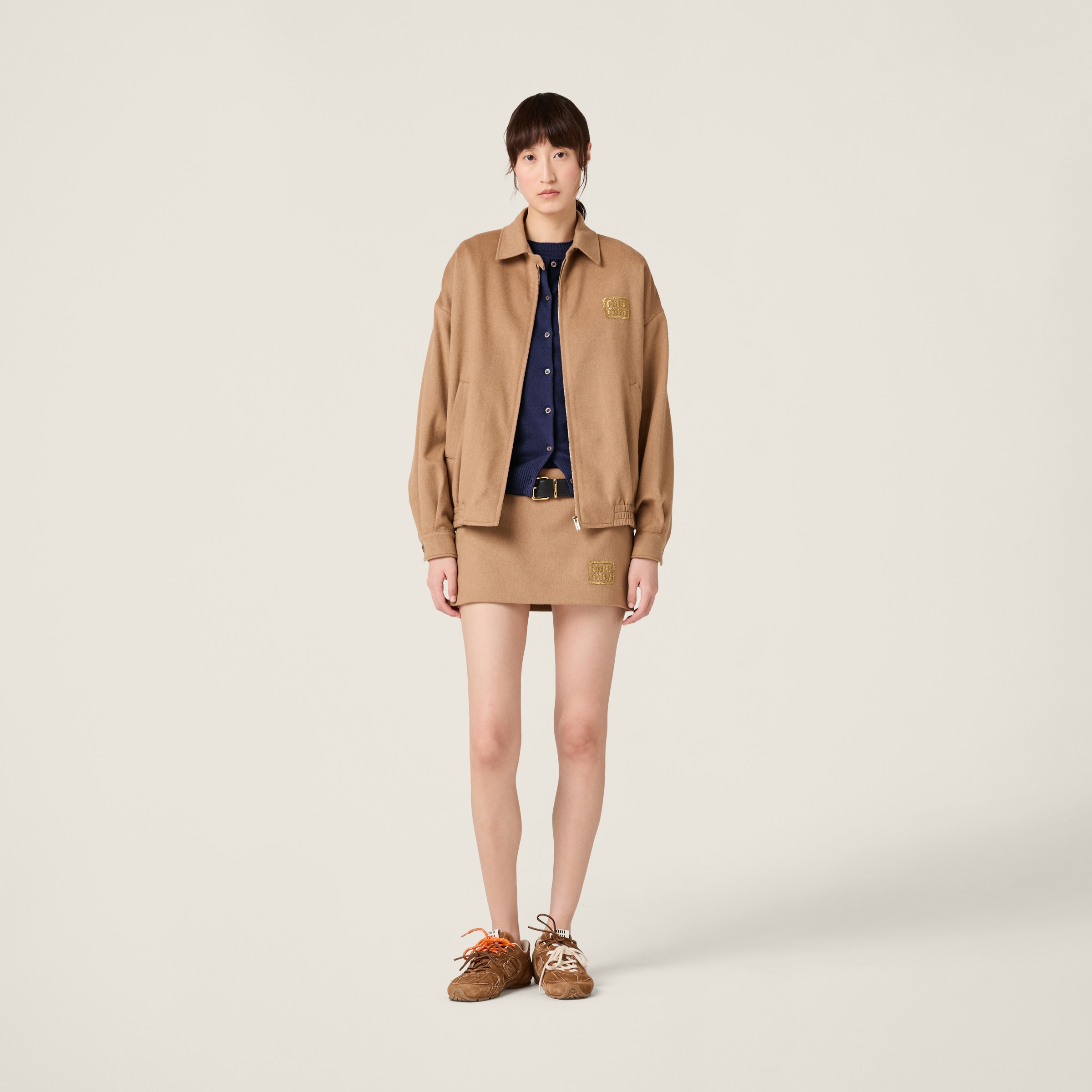 Miu Miu Camel-hair Blouson In Camel Brown
