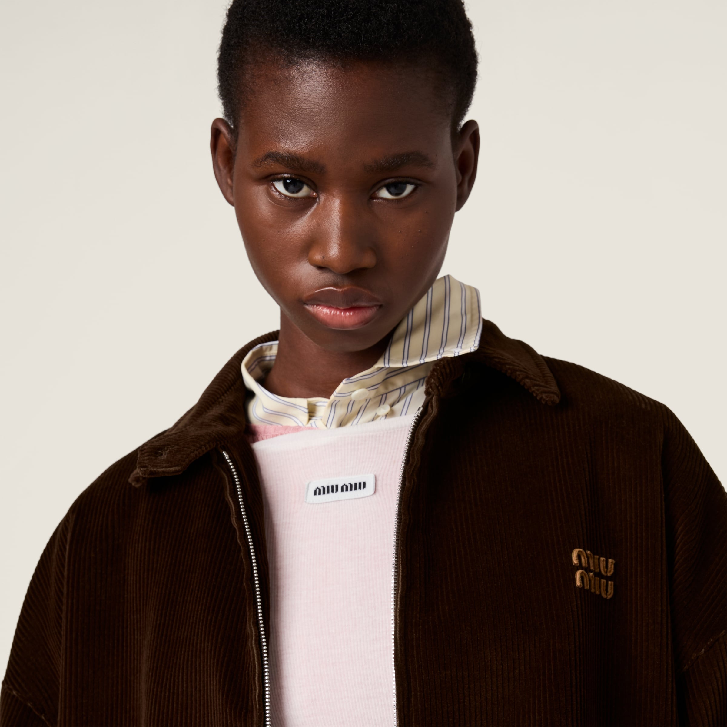 Miu Miu Corduroy Blouson Jacket In Brown