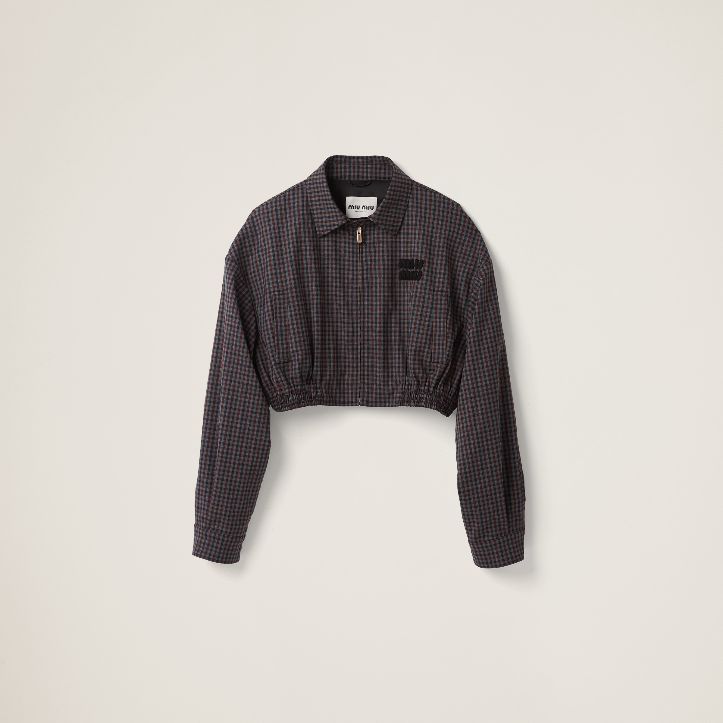 MIU MIU GINGHAM CHECK BLOUSON JACKET