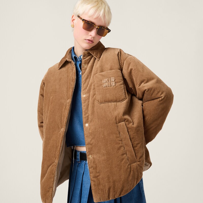 Doudoune matelassée en velours côtelé