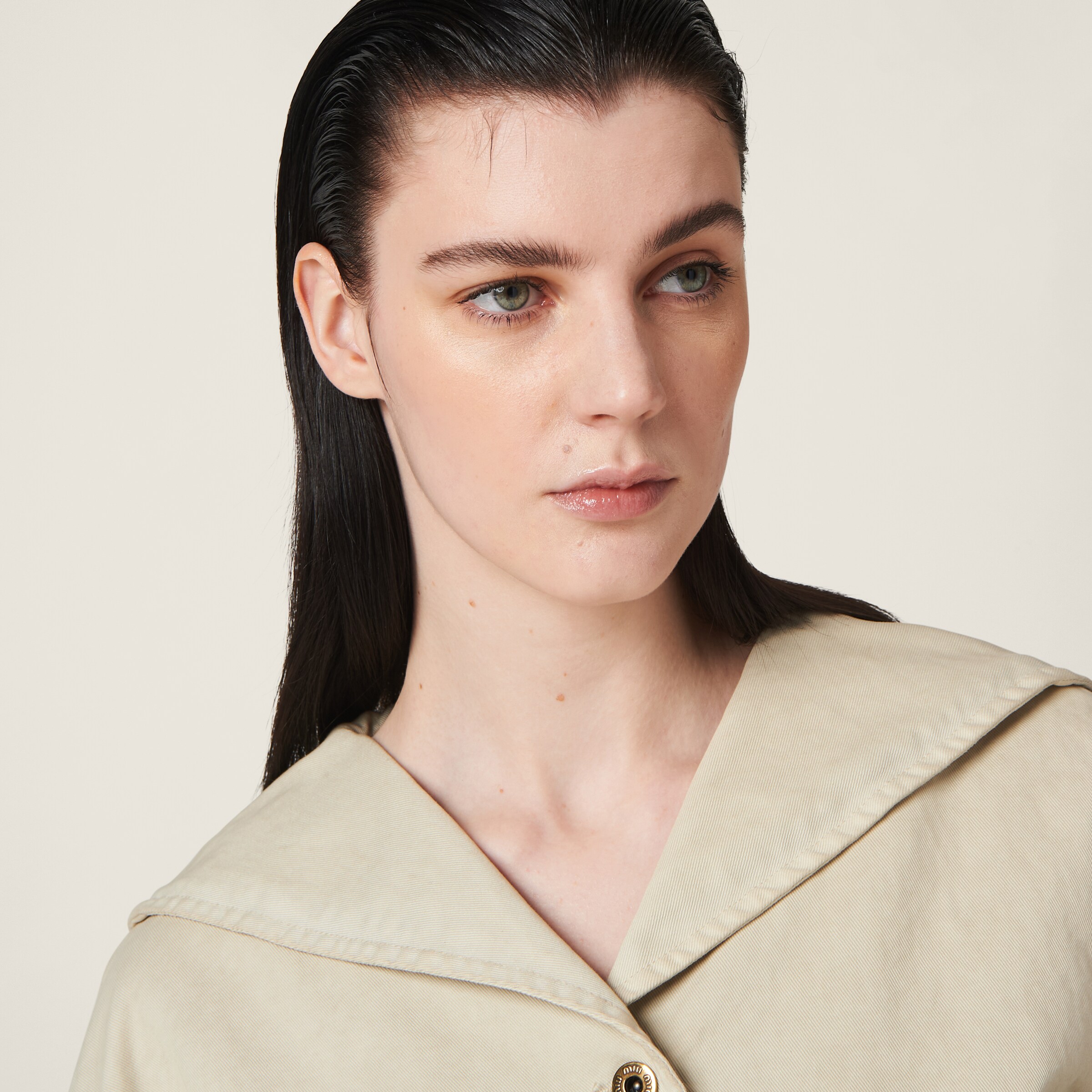 Chalk White Gabardine Blouson Jacket Miu Miu