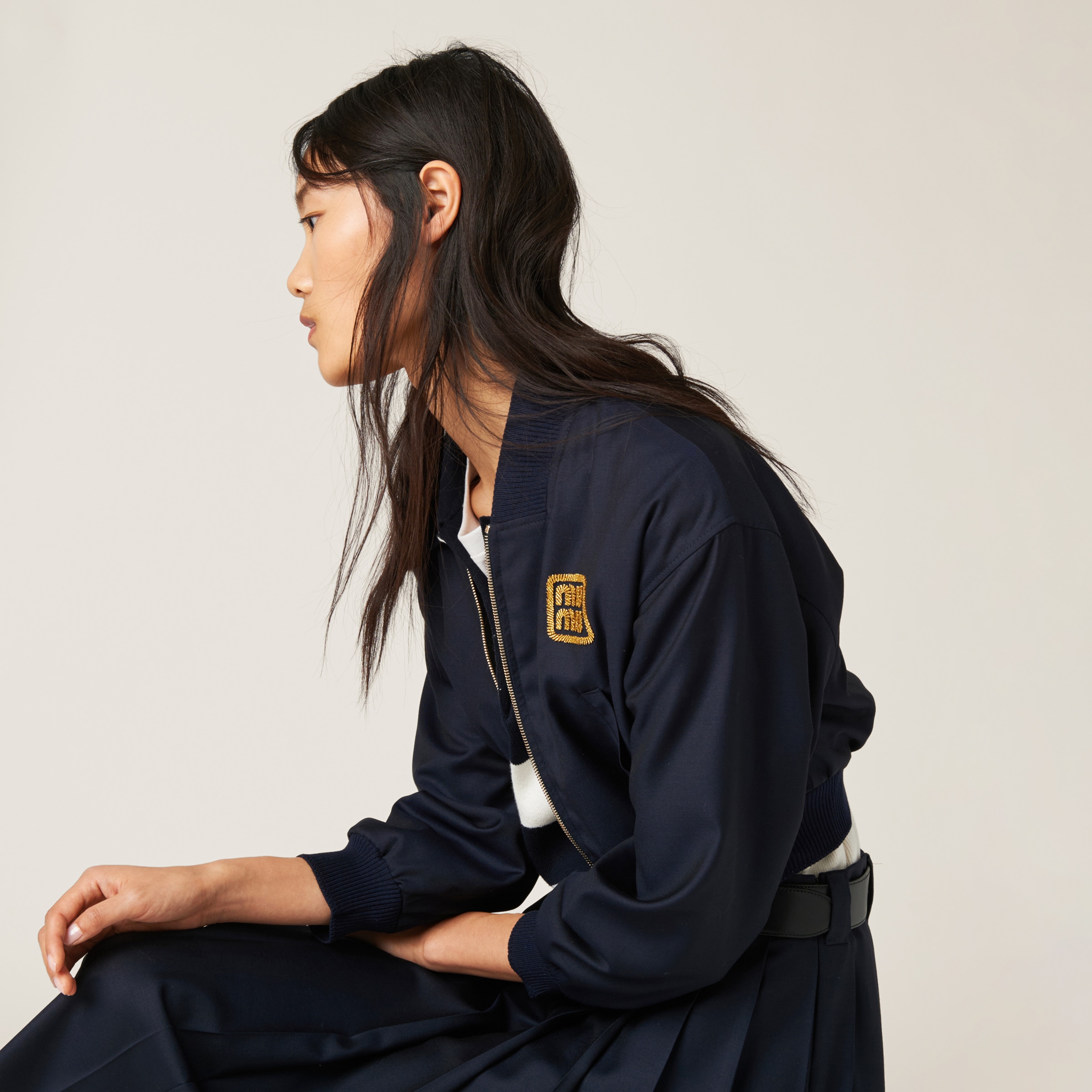 MIUMIU バタヴィア ボンバージャケット 国内発】MIU MIU バタヴィア ボンバージャケット