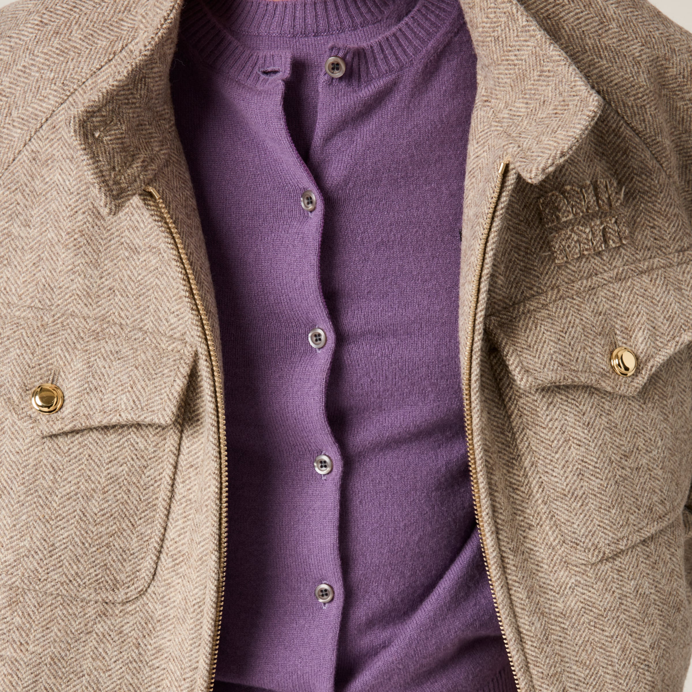 Khaki Chevron Blouson Jacket | Miu Miu