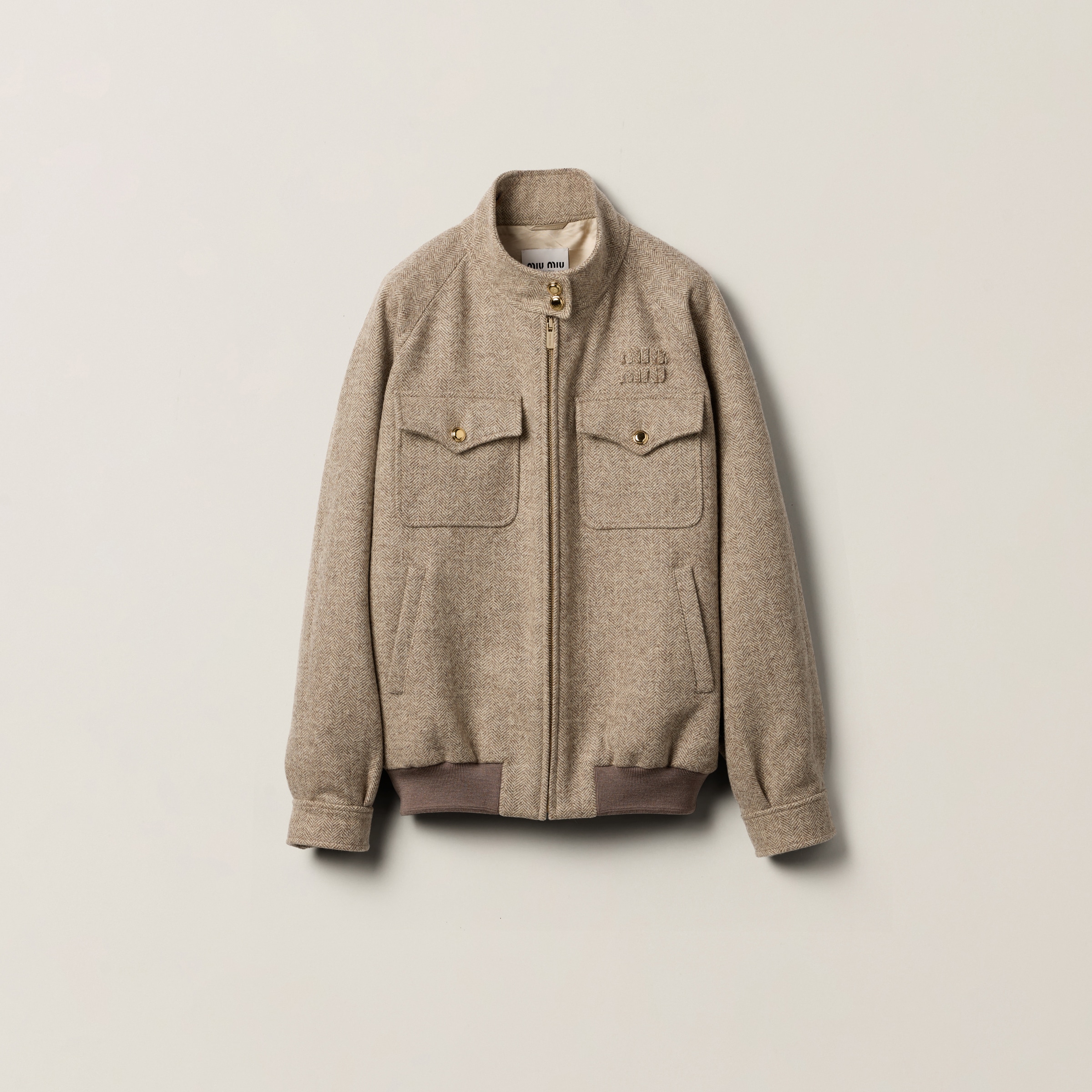 Miu Miu Chevron Blouson Jacket In Khaki