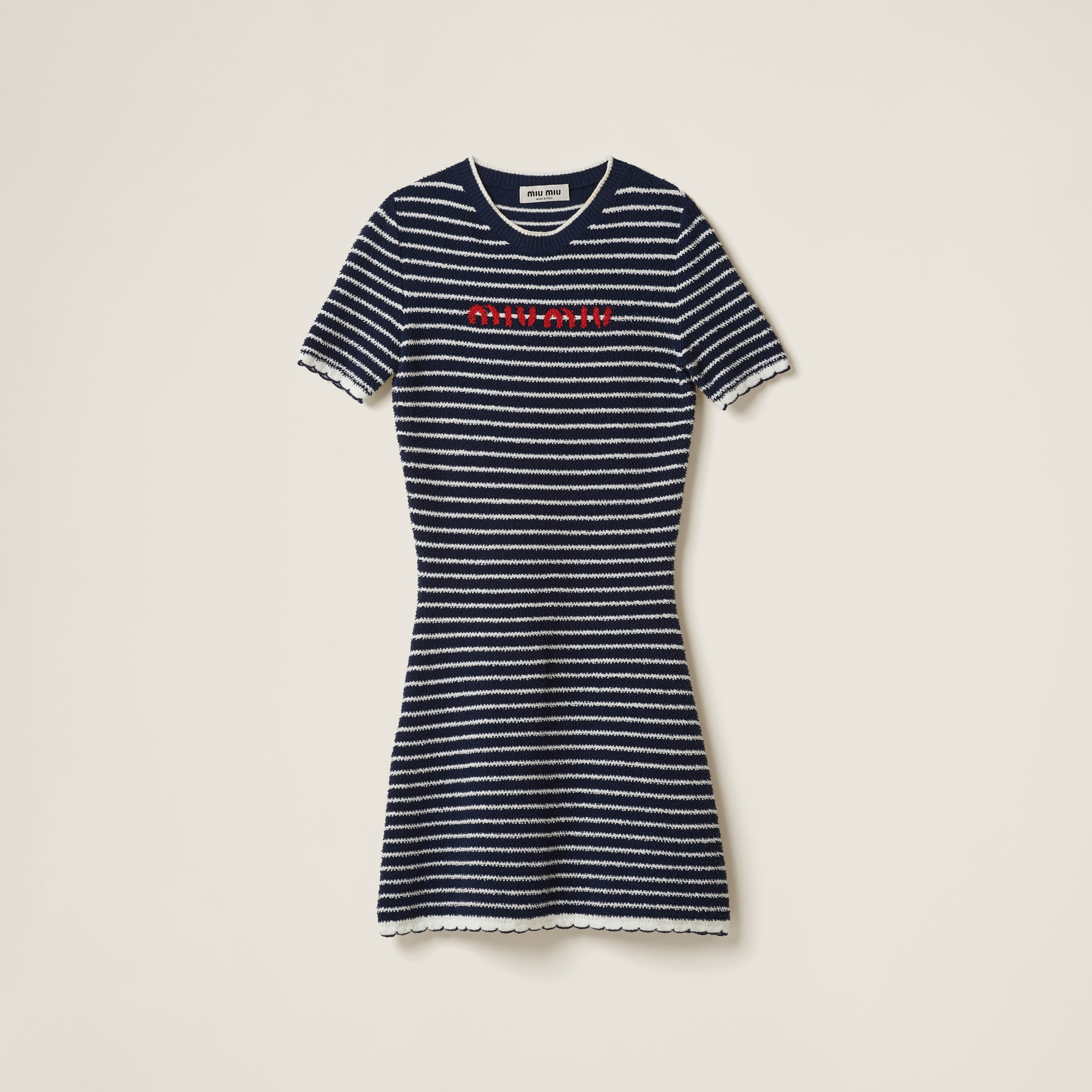 Miu Miu Women's Madras Cotton Mini Dress Blue