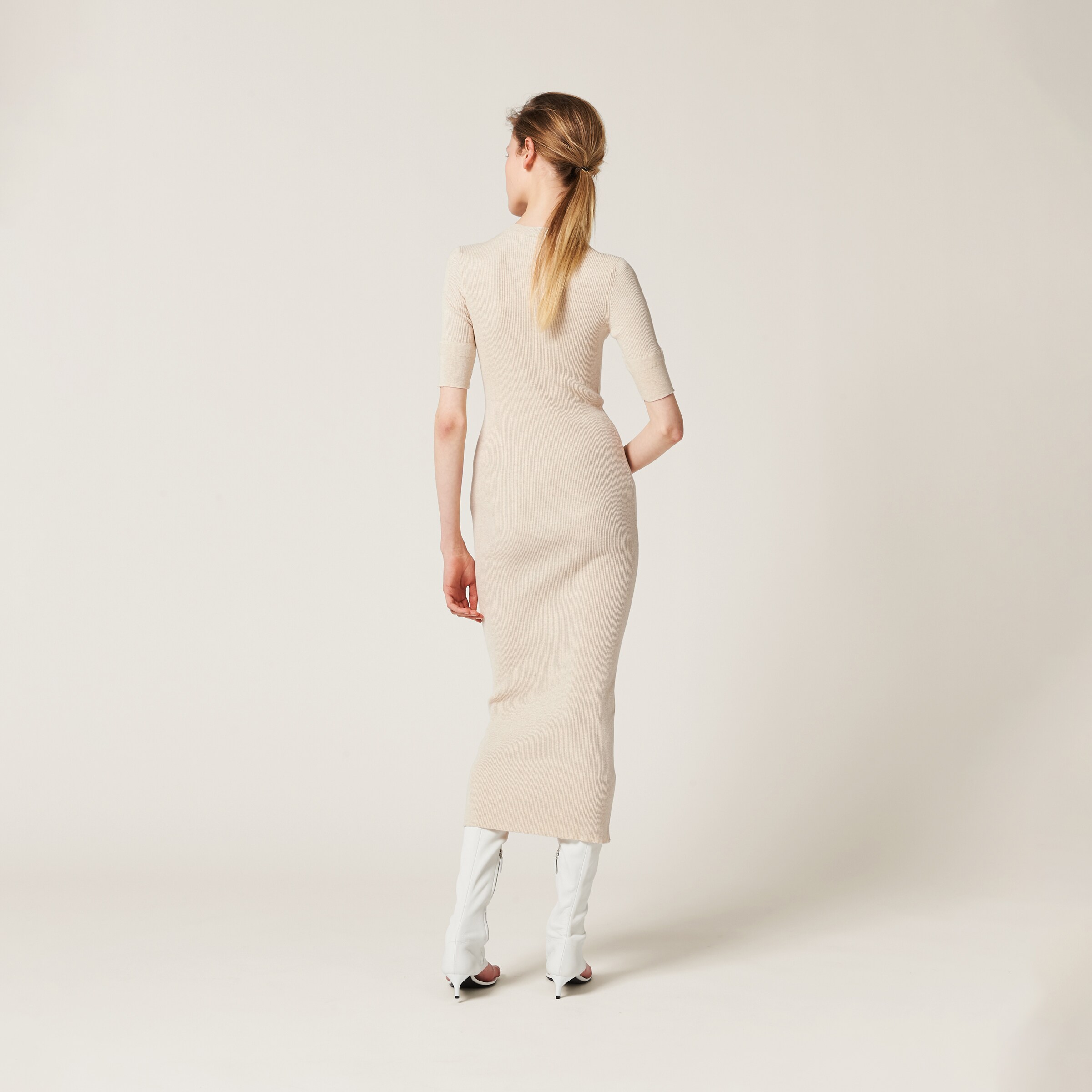 Ivory Cotton Knit Dress Miu Miu