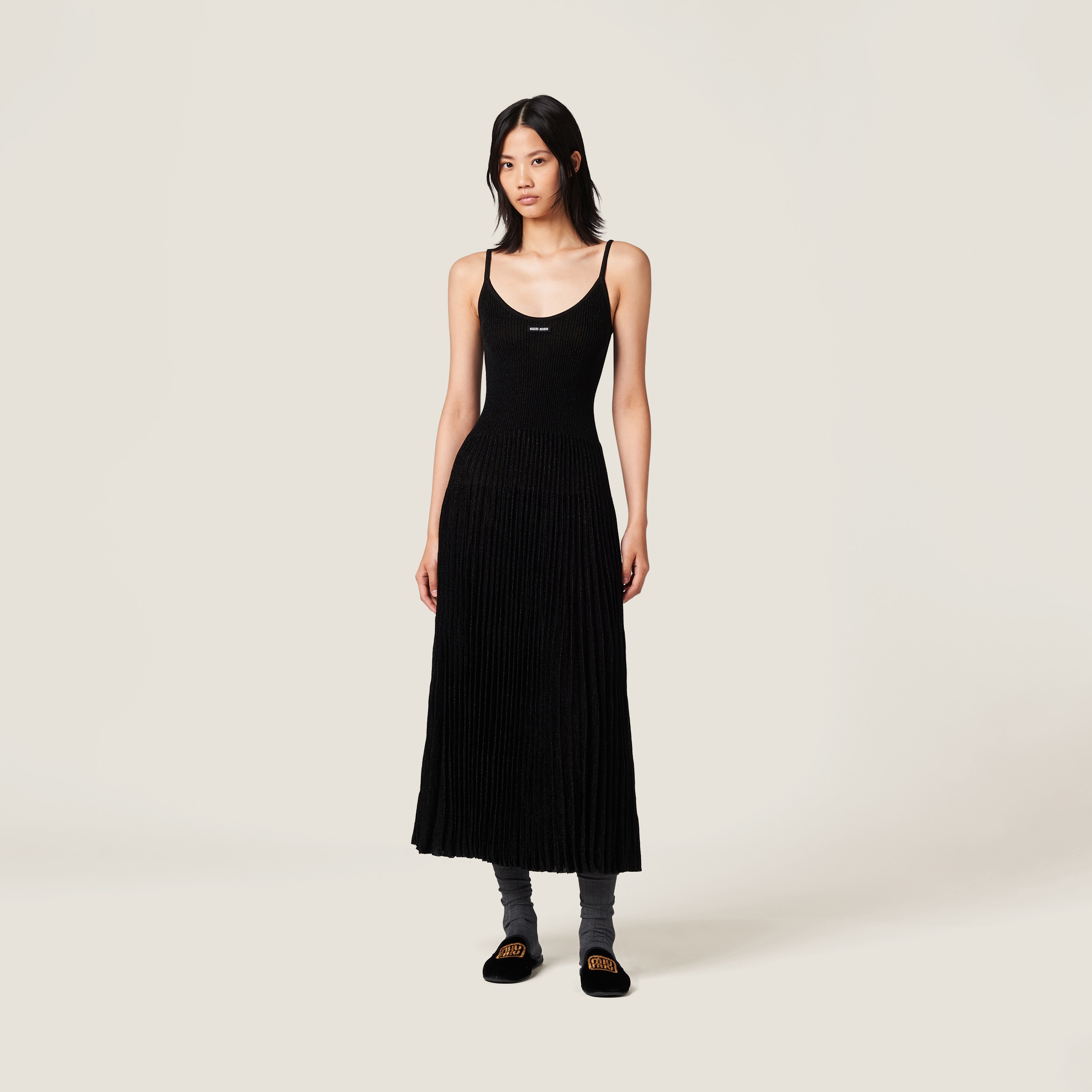 Black Dress With Logo Miu Miu