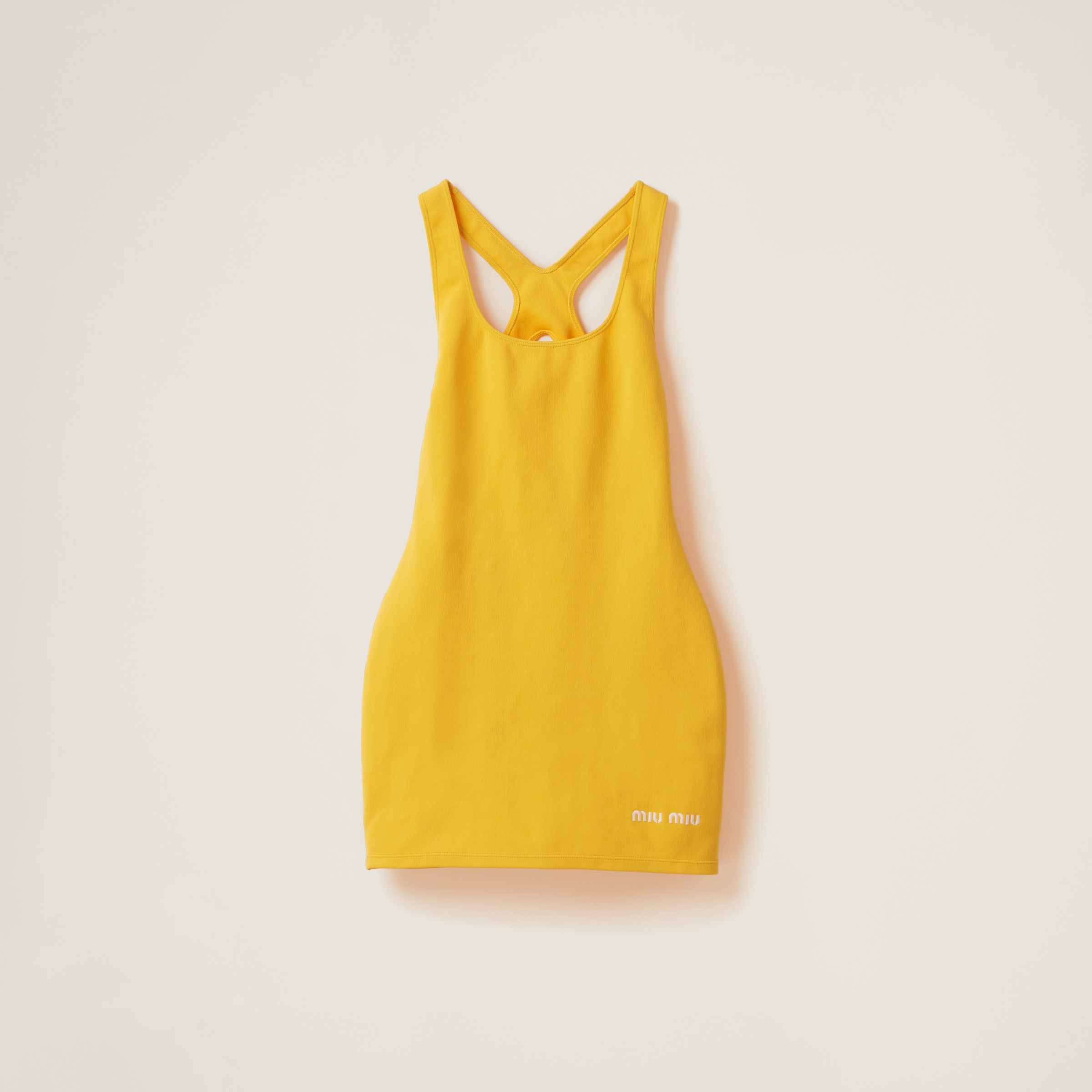 Miumiu Nylon Tank Dress In Yellow