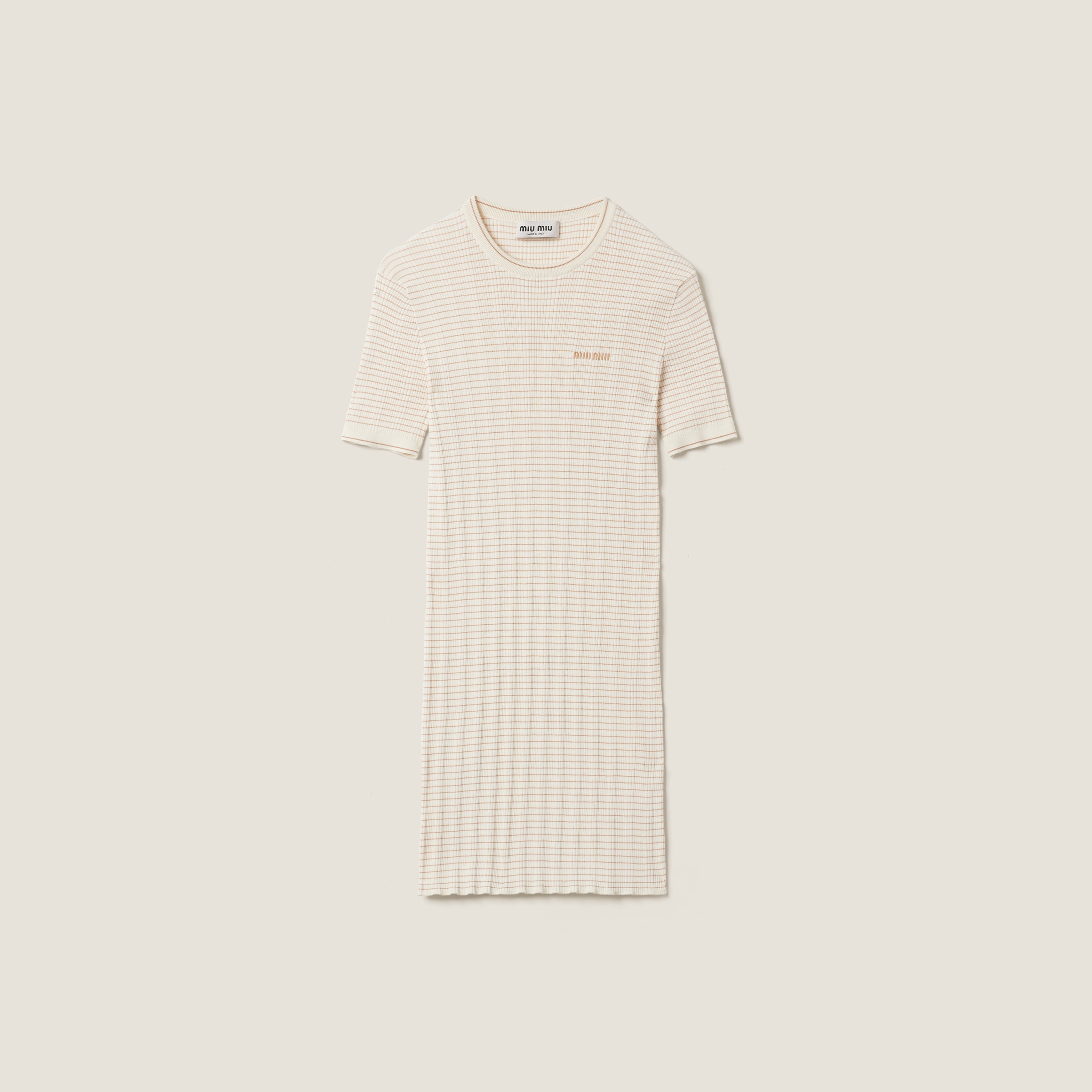 miu miu beige dress Miu Miu Sleeveless Check Mini Dress