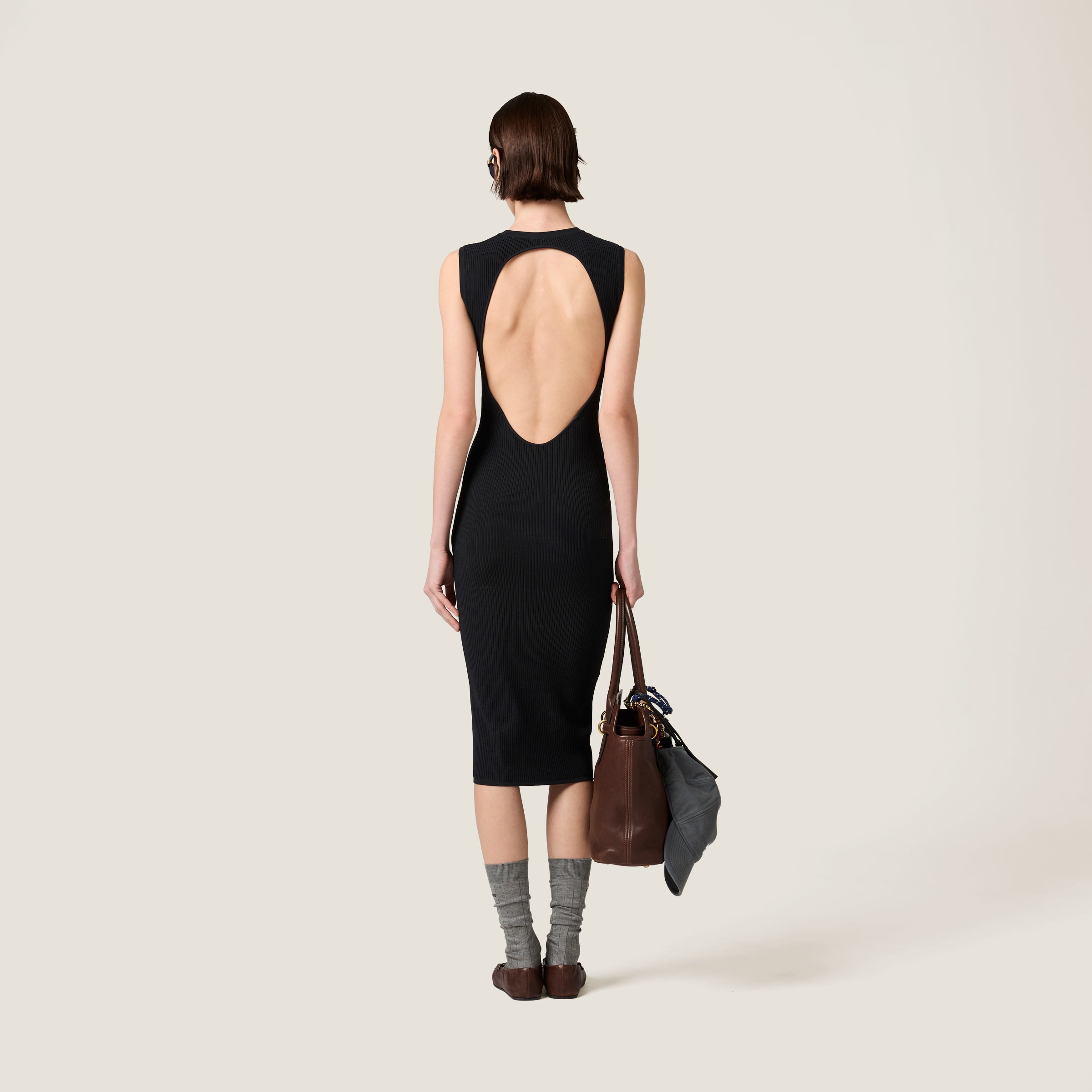 Miu Miu Viscose Round-neck Dress In Black