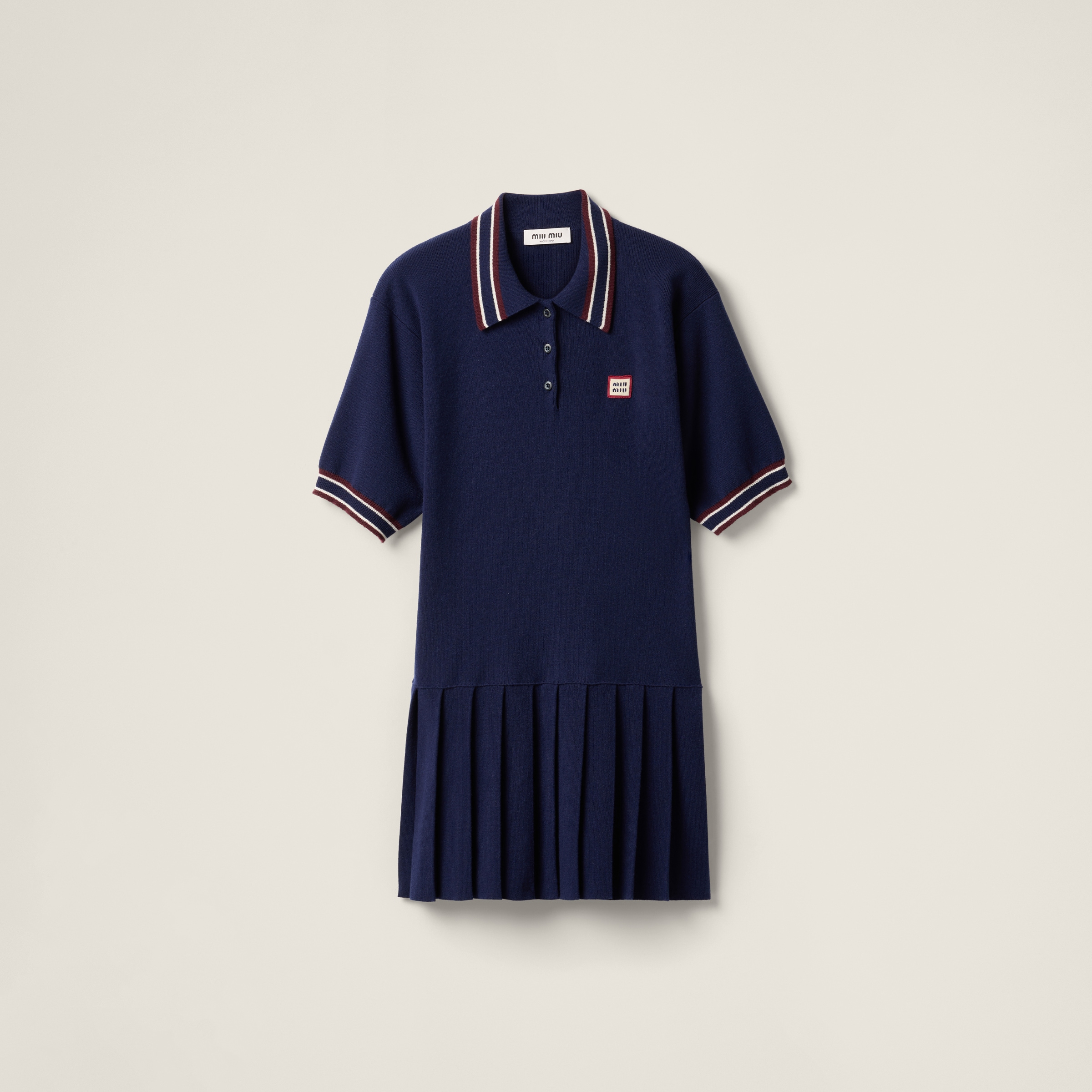 Miu Miu Wool And Cashmere Polo Dress In Navy