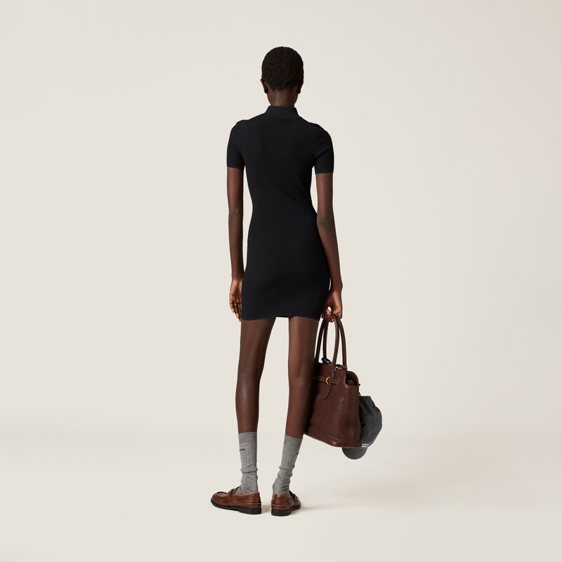 Viscose turtleneck mini-dress