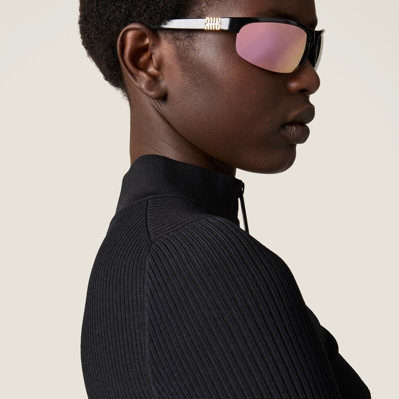 Viscose turtleneck mini-dress