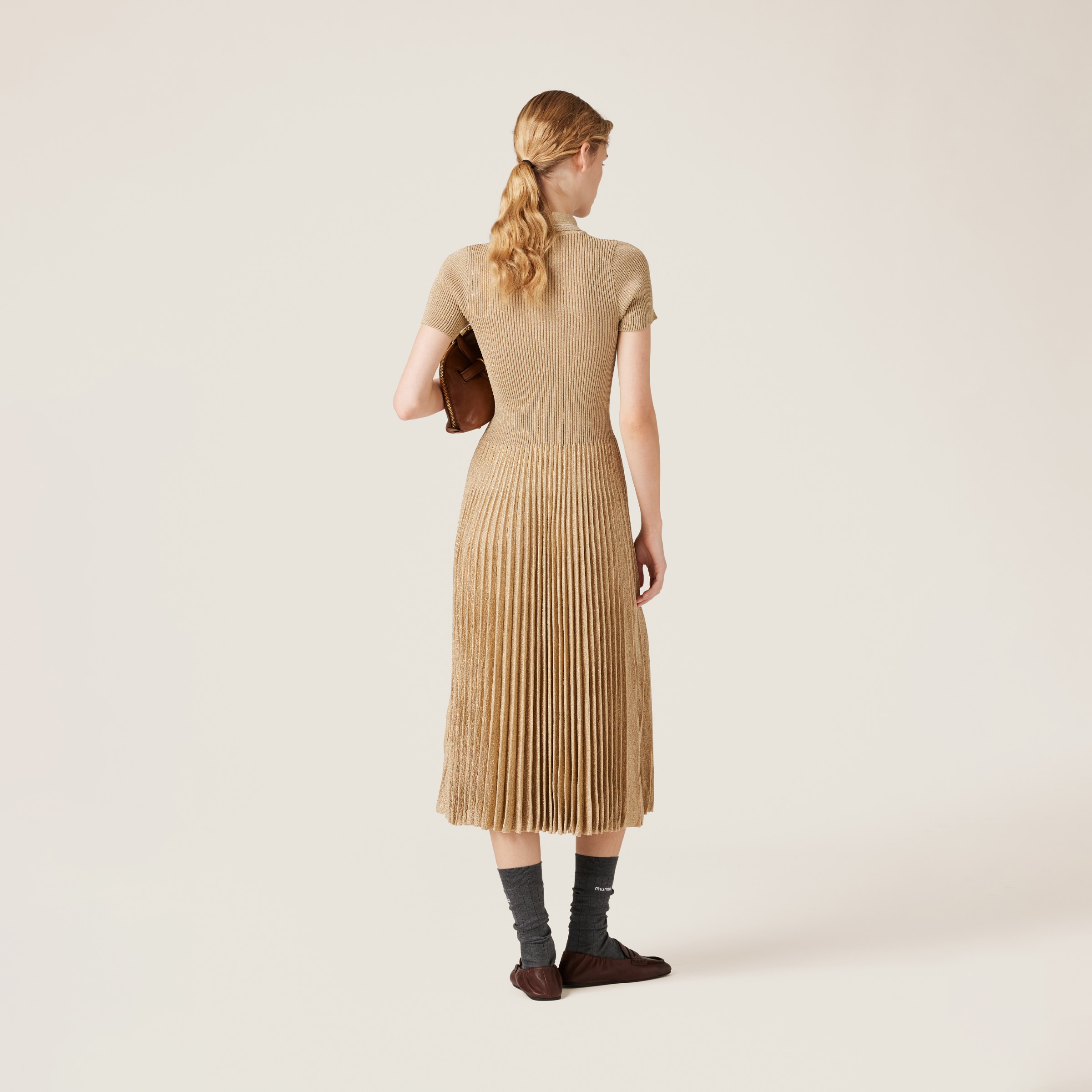 Gold Lamé Polo Dress | Miu Miu