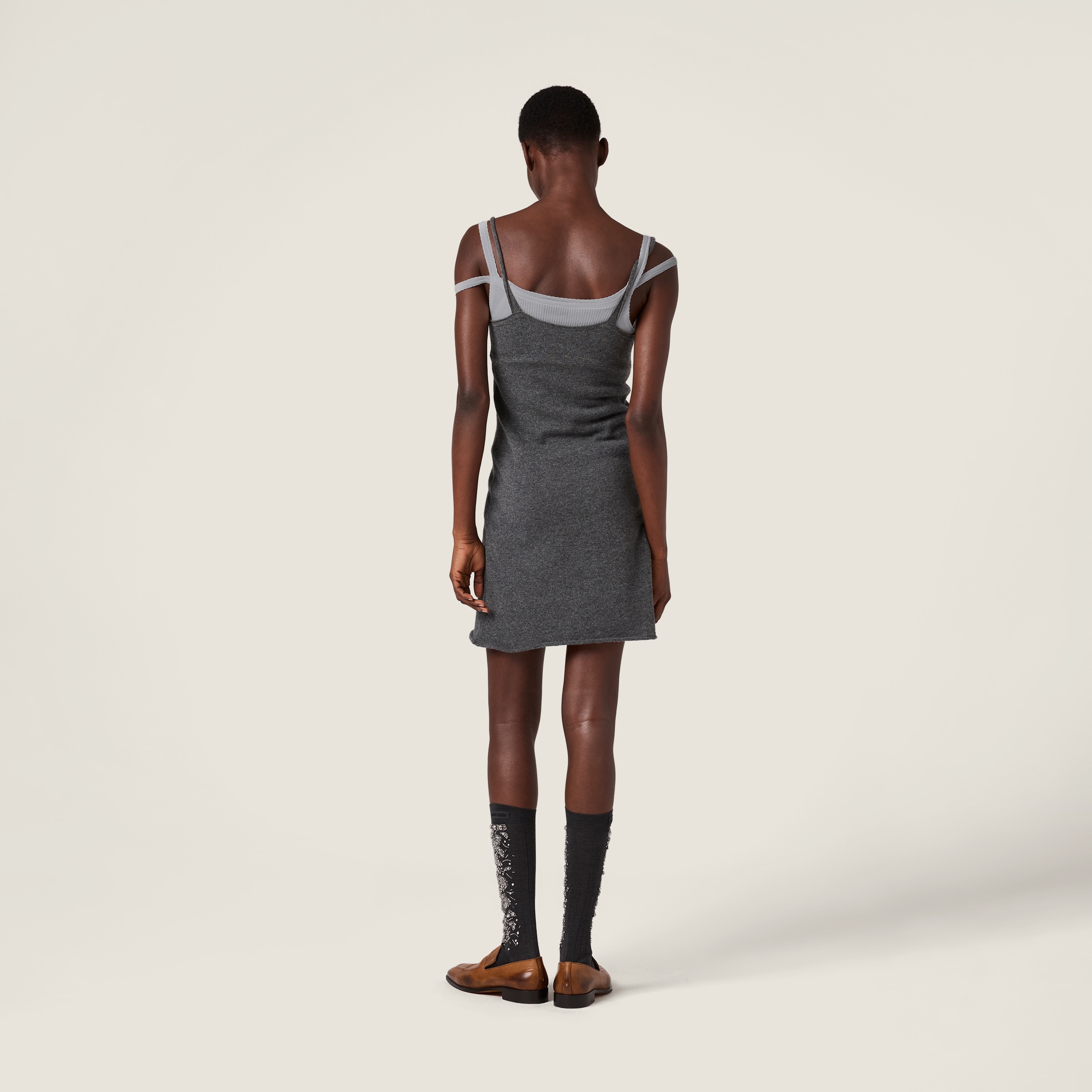 Miu Miu Cashmere Tank Dress In Gray