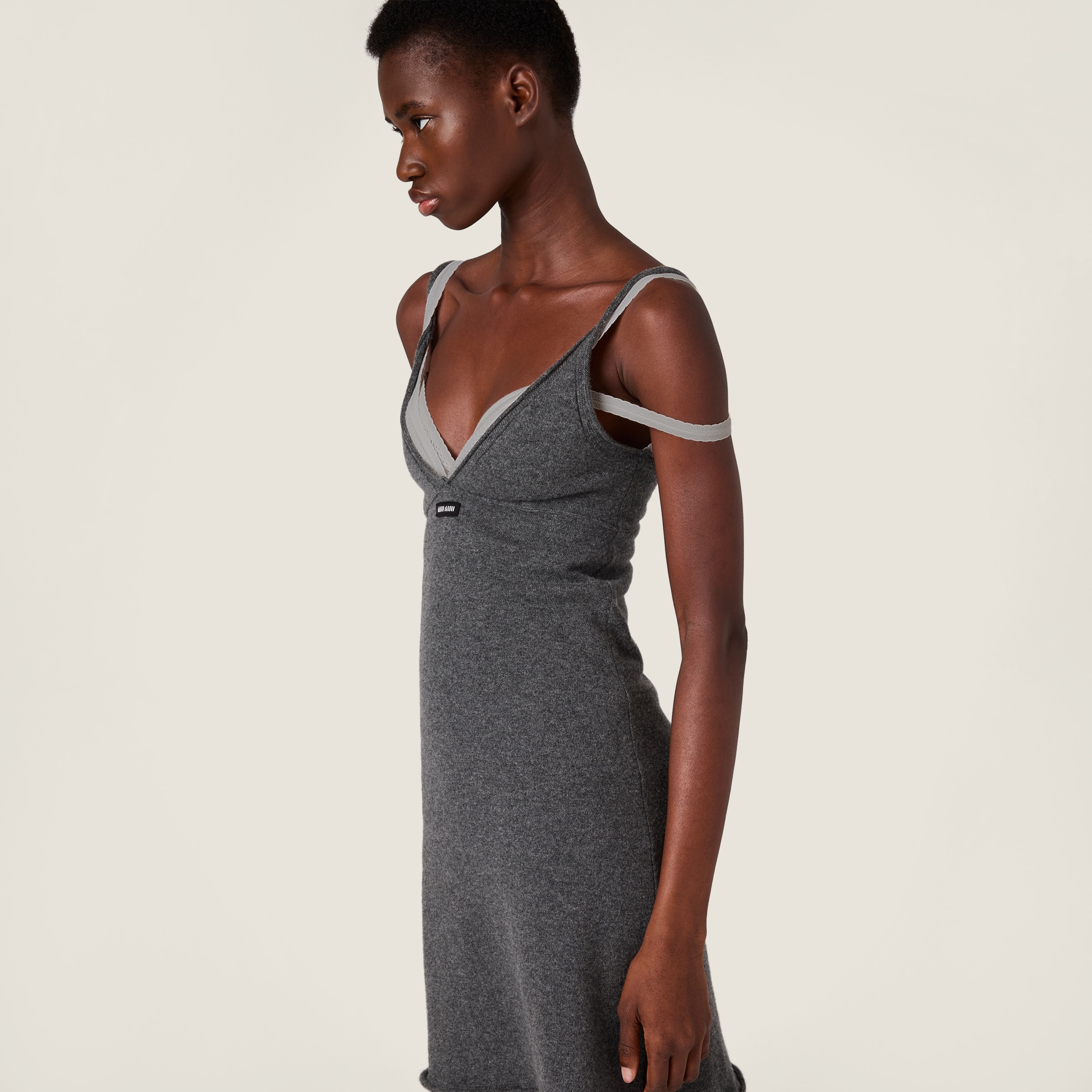 Miu Miu Cashmere Tank Dress In Gray