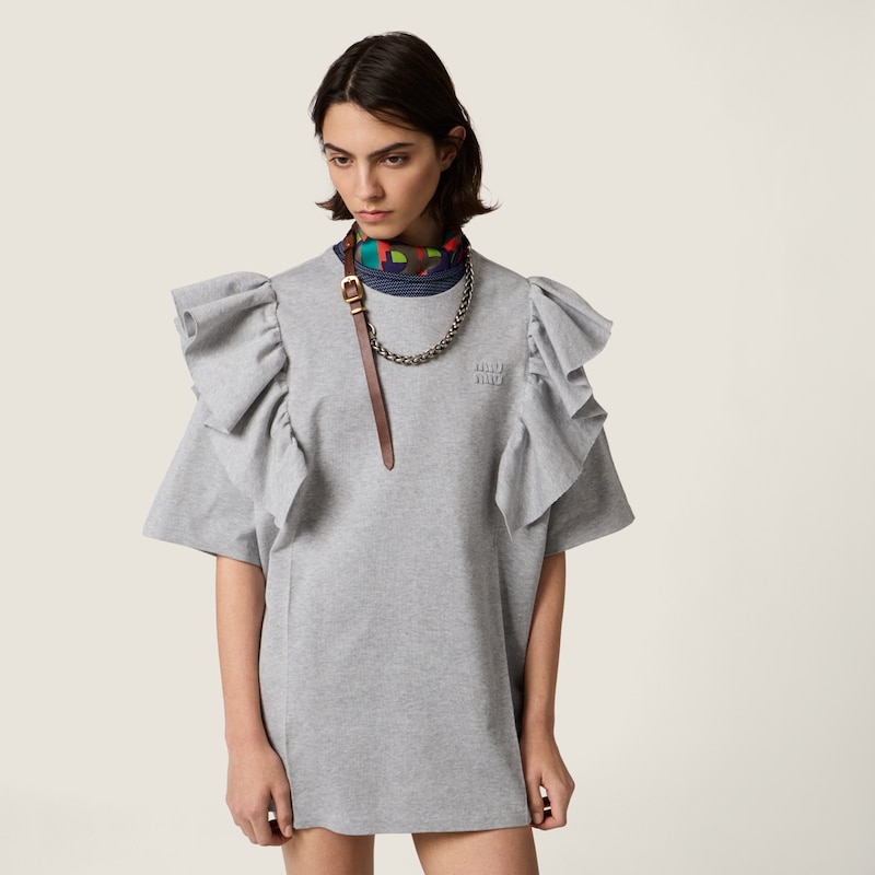 棉质圆领连衣裙