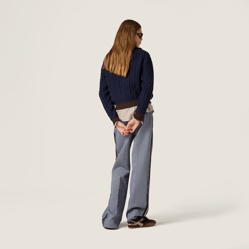 Wool and cotton zipper cardigan