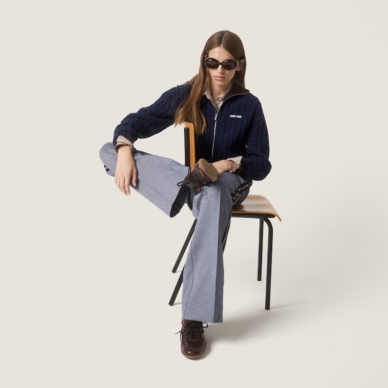 Wool and cotton zipper cardigan