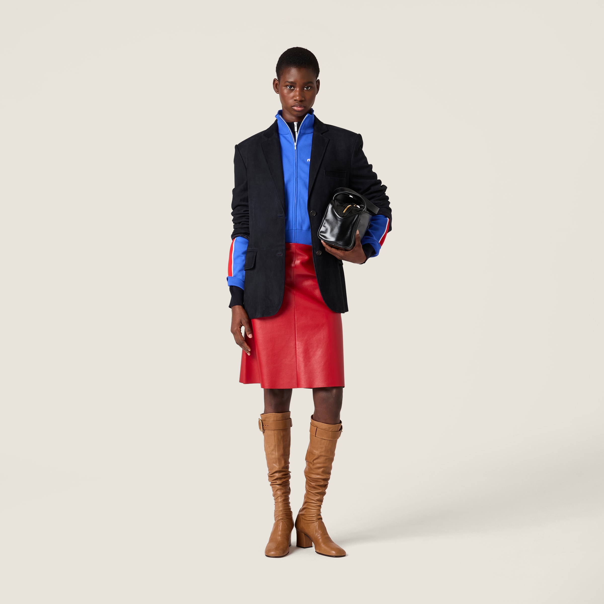 Miu Miu Technical Yarn Zipper Sweatshirt In Multi