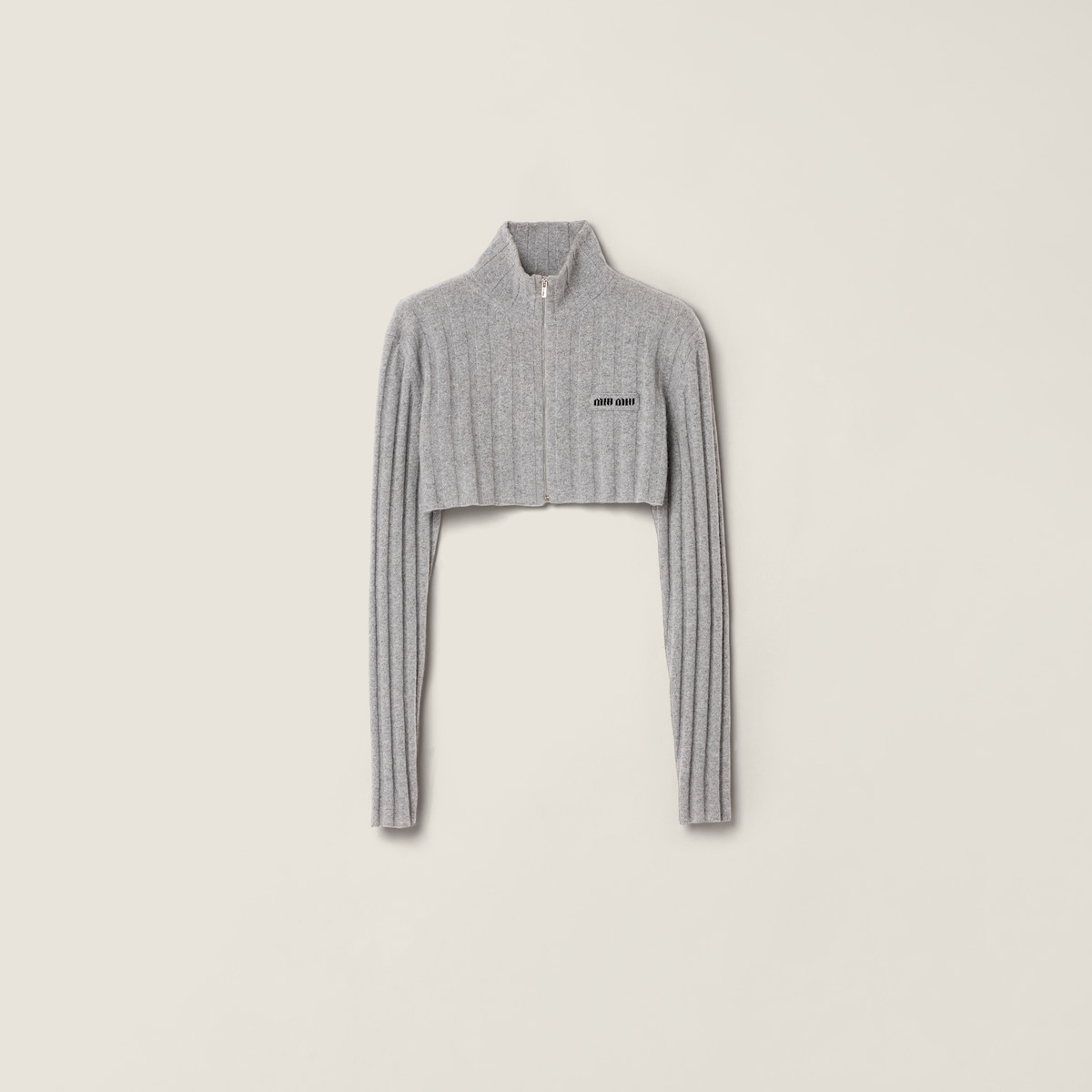 Cropped wool and cashmere cardigan