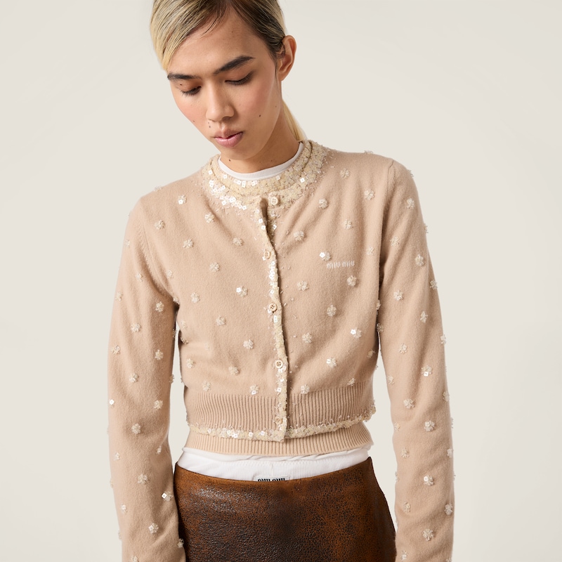 Embroidered cashmere cardigan