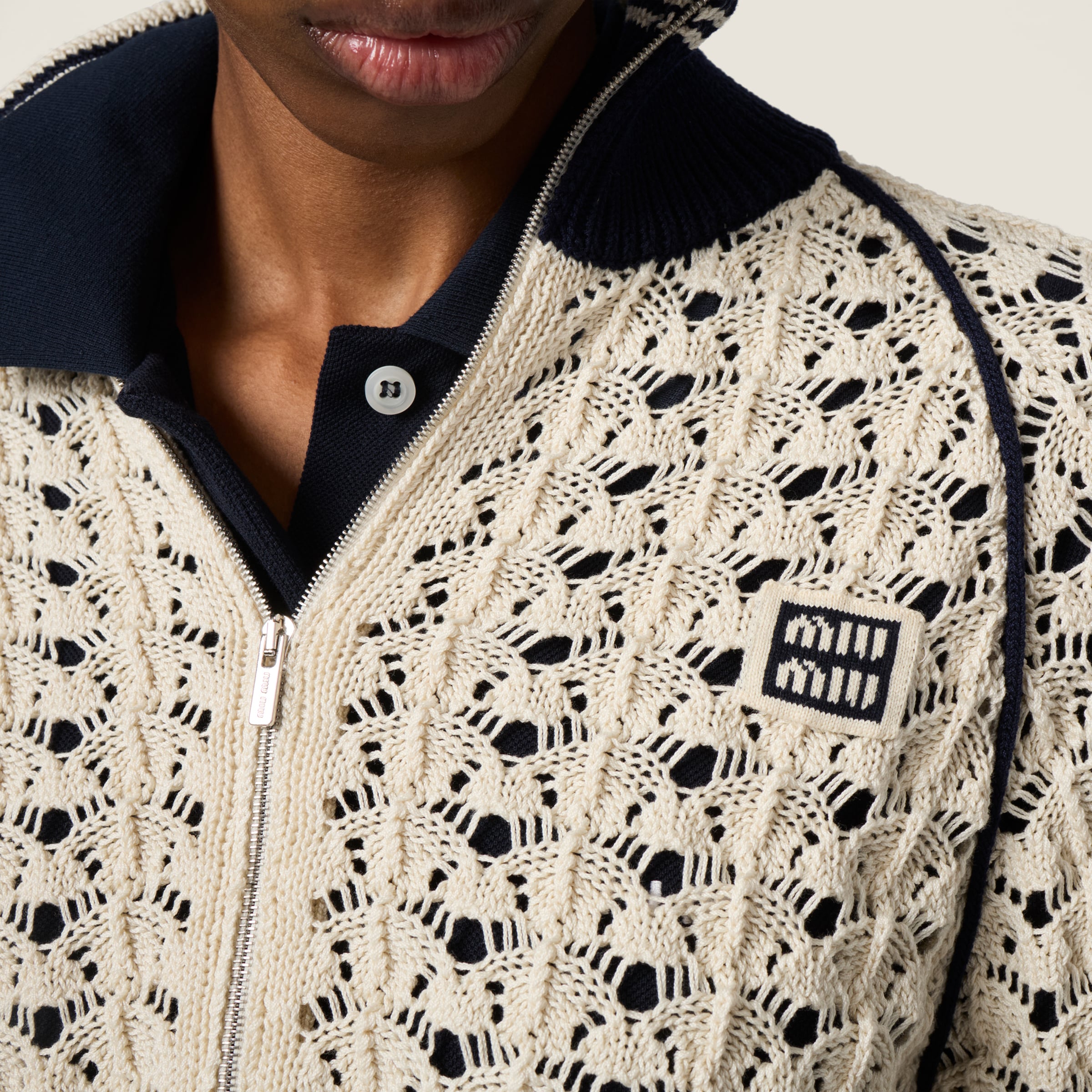 ミュウミュウ MIU MIU コットンファスナーカーディガン MMF01I SOOO 1847 カーディガン ナチュラル コットン ファスナー カーディガン | Miu Miu - 日本
