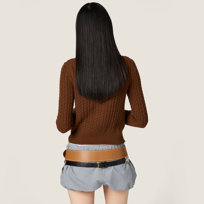 羊绒麻花针织开衫