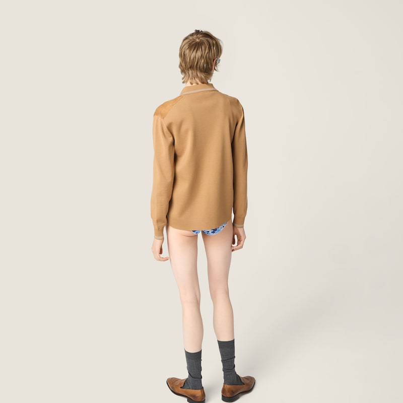 Wool and suede shirt