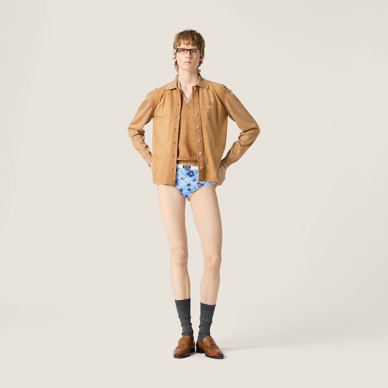 Wool and suede shirt