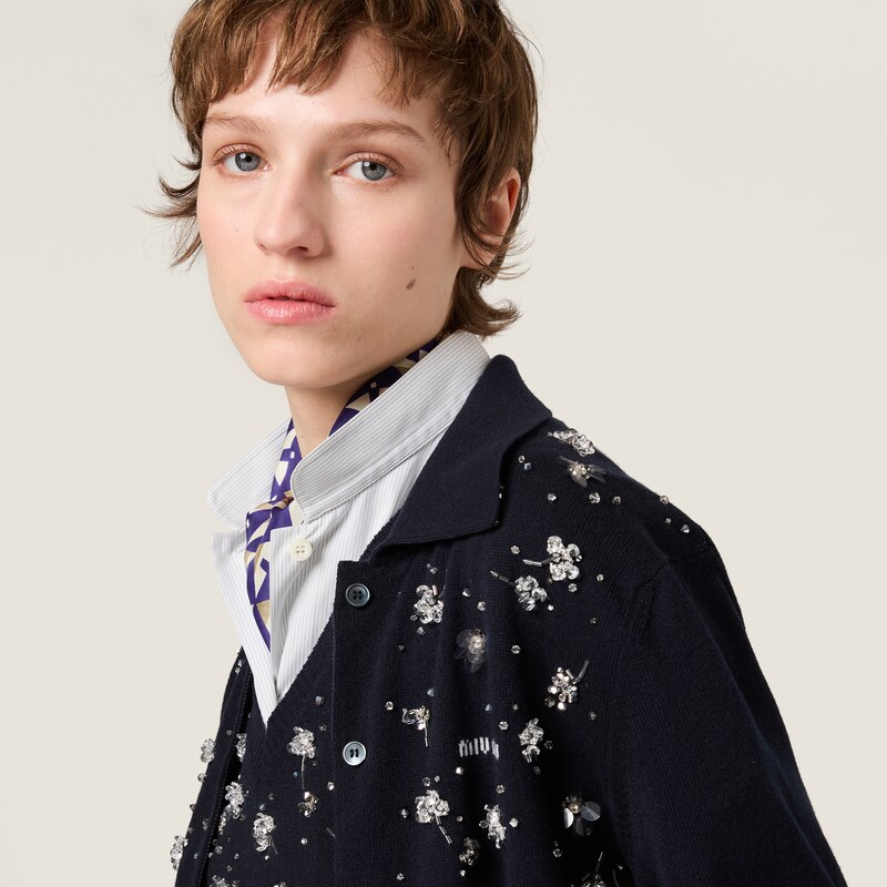 Embroidered cashmere cardigan