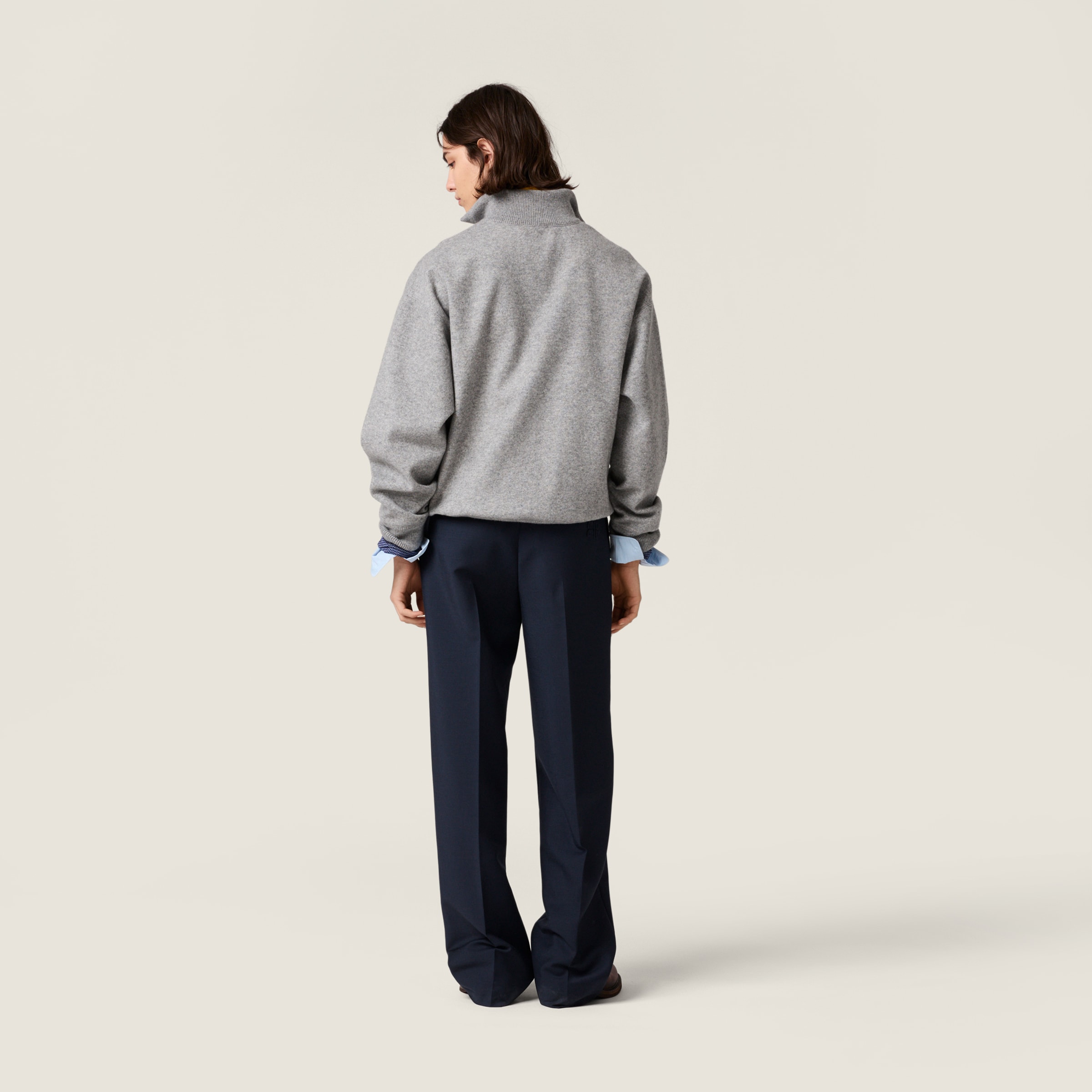 Cashmere and jersey zipper cardigan - thumbnail 3