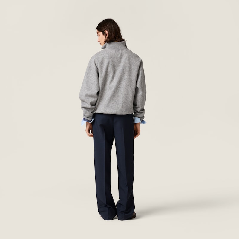 Cashmere and jersey zipper cardigan